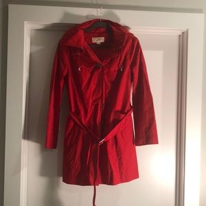 Red michael kors raincoat medium